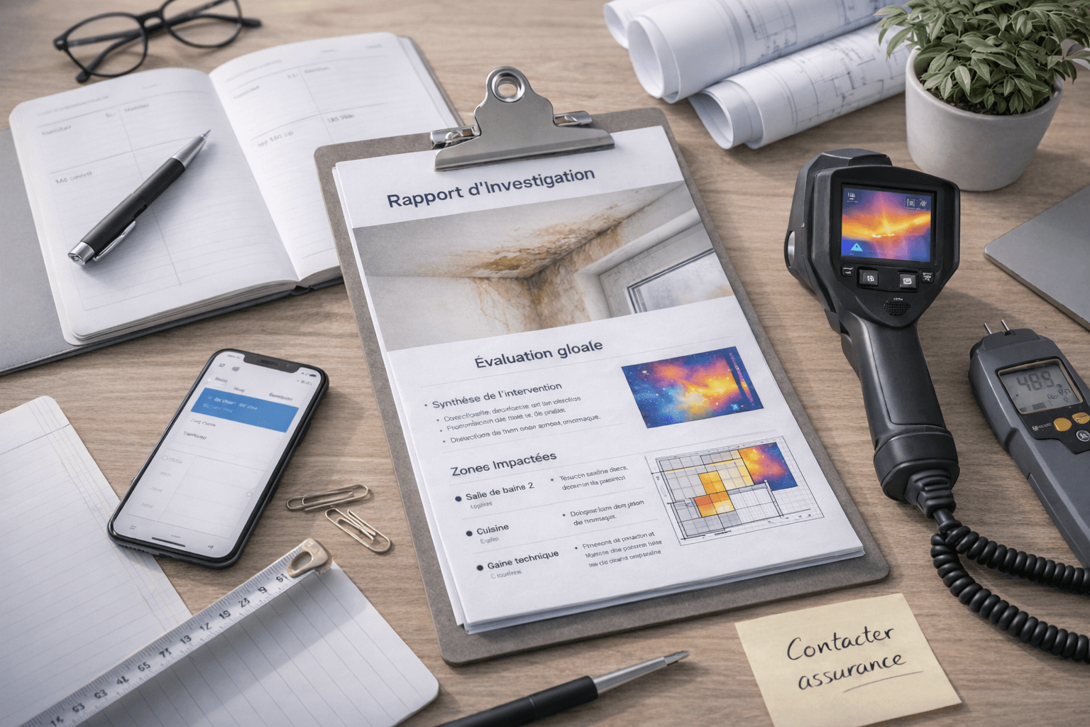 Compte-rendu technique de recherche de fuite pour particulier